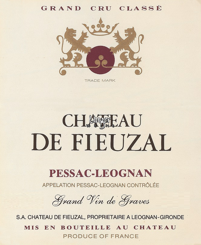 2021 Chateau de Fieuzal Rouge Chateau de Fieuzal Pessac Leognan
